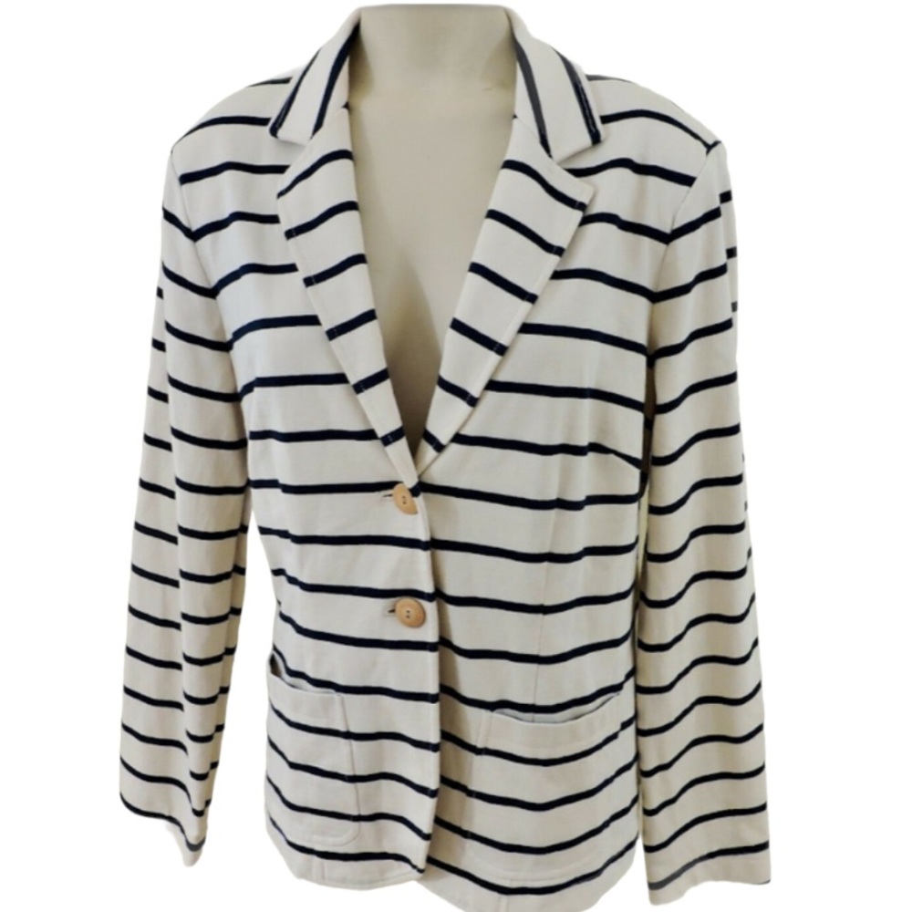 J. McLaughlin Blazer Cream+Navy (M) - Picture 1 of 9